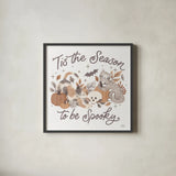 Pumpkins and Paws II by Laura Marshall. Shown in a sleek black glass frame for a contemporary gallery look. Available as an archival giclee rolled canvas, fine art paper, or poster print. SKU 95561a.