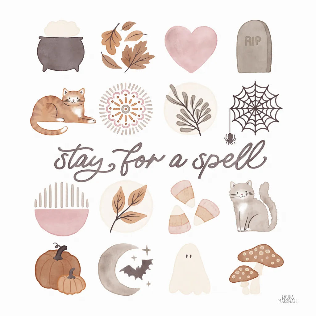 Pumpkins and Paws VI by Laura Marshall. SKU 95567a. Archival Giclee Fine art print for wall decor.