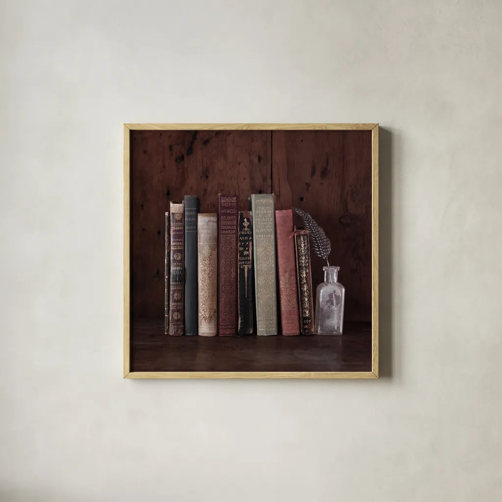 Quiet Study I by Laura Marshall. Shown in a natural wood glass frame for a timeless modern aesthetic. Available as an archival giclee rolled canvas, fine art paper, or poster print. SKU 99038a.
