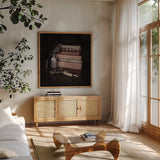 Quiet Study II by Laura Marshall. Shown in a natural wood frame in a cozy modern living room. Available as an archival giclee rolled canvas, fine art paper, or poster print. SKU 99039a.