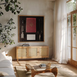 Quiet Study III by Laura Marshall. Shown in a natural wood frame in a cozy modern living room. Available as an archival giclee rolled canvas, fine art paper, or poster print. SKU 99040a.