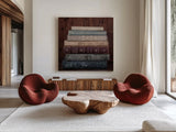 Quiet Study IV by Laura Marshall. Shown as extra-large giant wall art in a modern living room. Available as an archival giclee rolled canvas, fine art paper, or poster print. SKU 99041a.