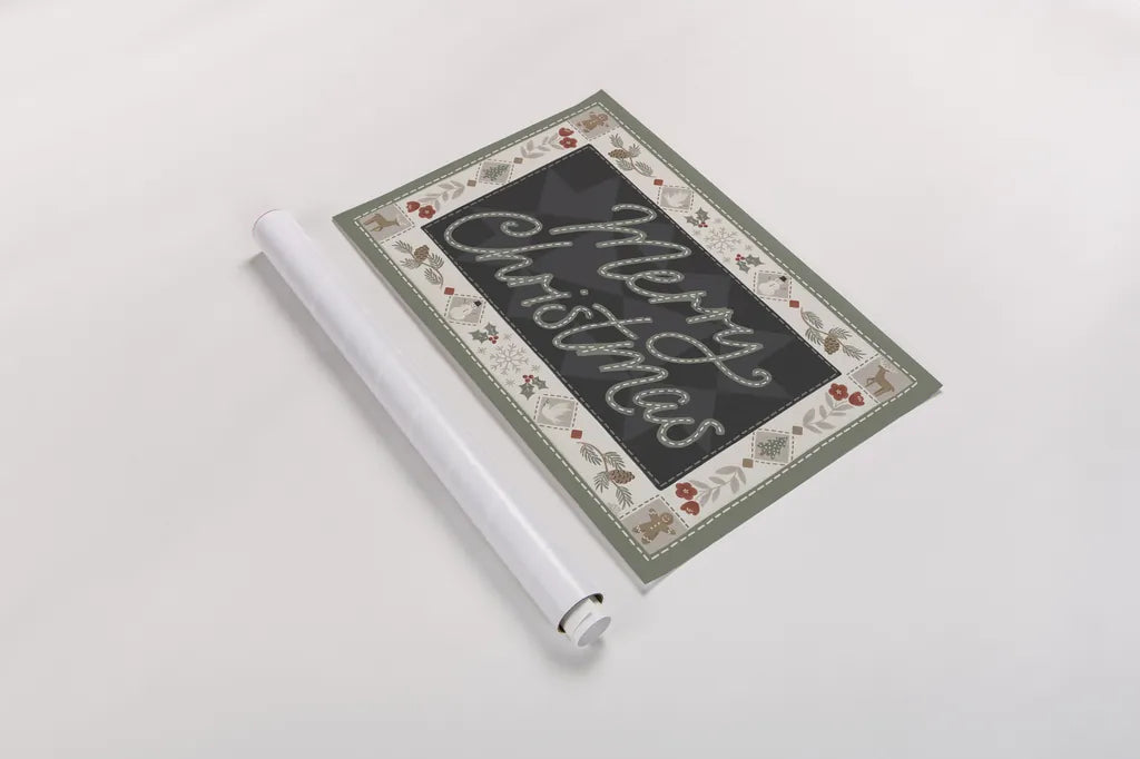 Quilted Christmas I by Laura Marshall. shown as a rolled paper print. Available as archival giclee rolled canvas, fine art paper, or poster print. SKU 94798i.