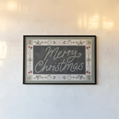 Quilted Christmas I by Laura Marshall. shown as a paper print in a black flame. Available as a archival giclee rolled canvas, fine art paper, or poster print. SKU 94798i.