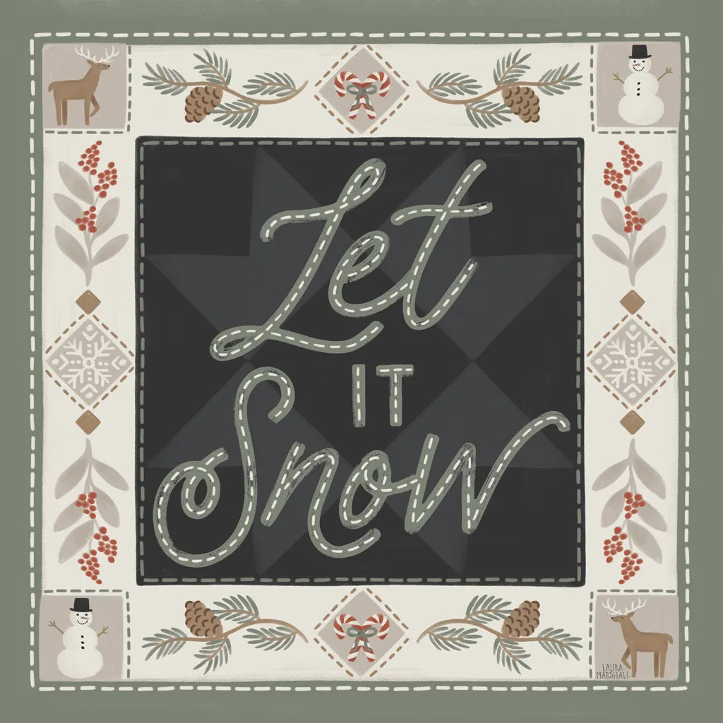 Quilted Christmas II by Laura Marshall. SKU 94799a. Archival Giclee Fine art print for wall decor.