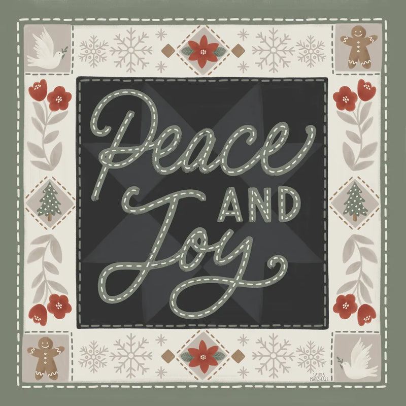 Quilted Christmas III by Laura Marshall. SKU 94800a. Archival Giclee Fine art print for wall decor.