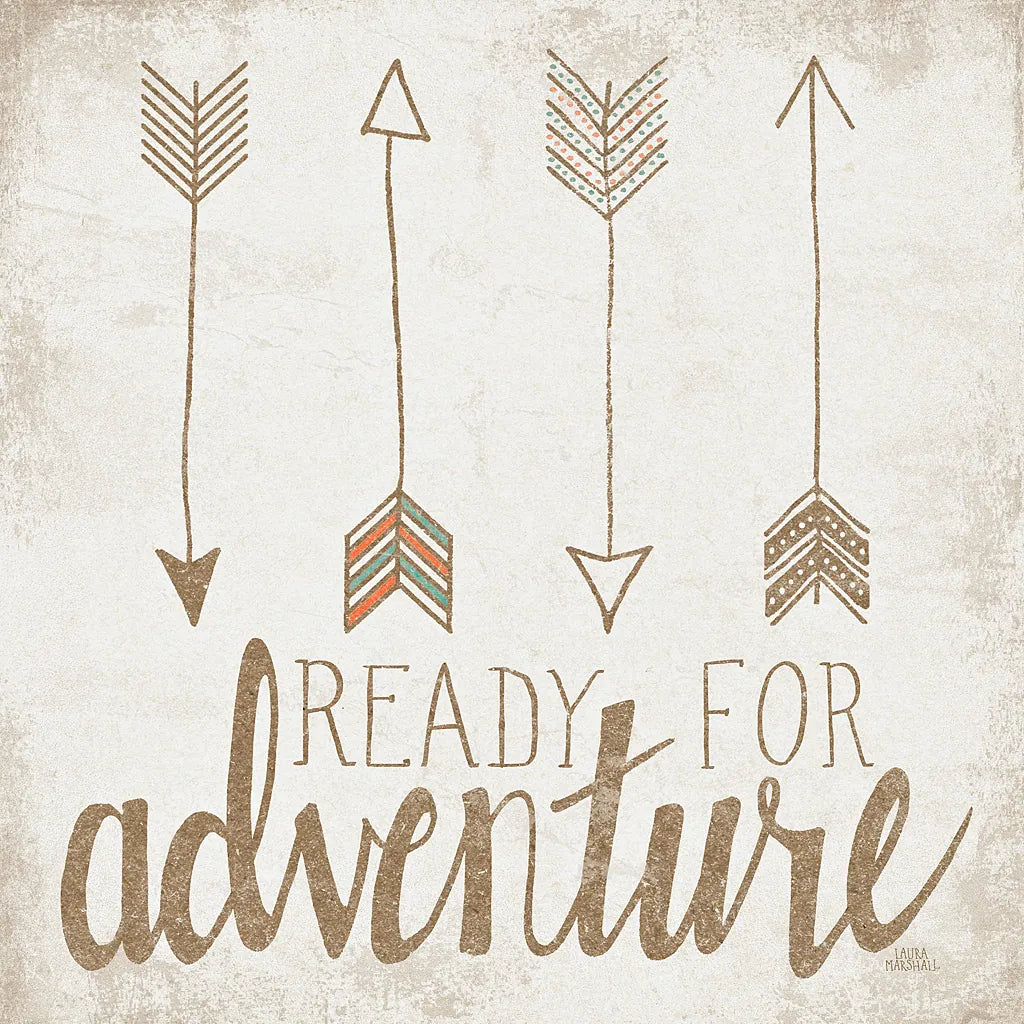 Ready for Adventure Beige by Laura Marshall. SKU 35063a. Archival Giclee Fine art print for wall decor.