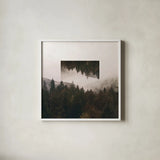 Reflected Landscape I by Laura Marshall. Shown in a crisp white glass frame for a clean and minimalist style. Available as an archival giclee rolled canvas, fine art paper, or poster print. SKU 25130a.