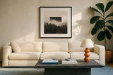 Reflected Landscape I by Laura Marshall. Displayed in a glass frame with matte in a clean modern living room. Available as an archival giclee rolled canvas, fine art paper, or poster print. SKU 25130a.