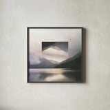 Reflected Landscape II by Laura Marshall. Shown in a sleek black glass frame for a contemporary gallery look. Available as an archival giclee rolled canvas, fine art paper, or poster print. SKU 25131a.