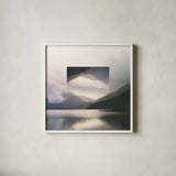 Reflected Landscape II by Laura Marshall. Shown in a crisp white glass frame for a clean and minimalist style. Available as an archival giclee rolled canvas, fine art paper, or poster print. SKU 25131a.
