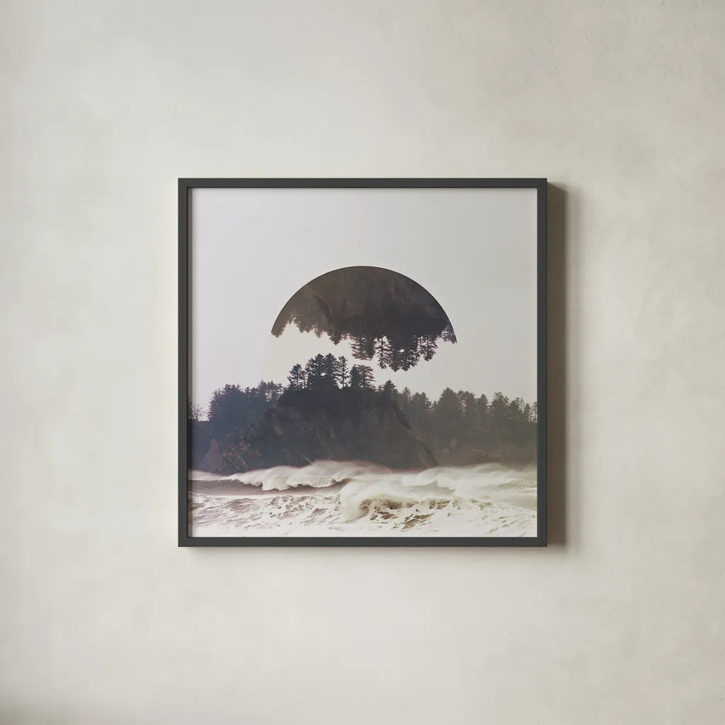 Reflected Landscape III by Laura Marshall. Shown in a sleek black glass frame for a contemporary gallery look. Available as an archival giclee rolled canvas, fine art paper, or poster print. SKU 25132a.