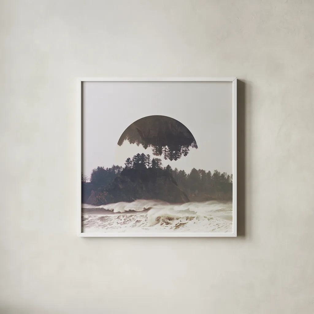 Reflected Landscape III by Laura Marshall. Shown in a crisp white glass frame for a clean and minimalist style. Available as an archival giclee rolled canvas, fine art paper, or poster print. SKU 25132a.