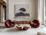 Reflected Landscape III by Laura Marshall. Shown as extra-large giant wall art in a modern living room. Available as an archival giclee rolled canvas, fine art paper, or poster print. SKU 25132a.