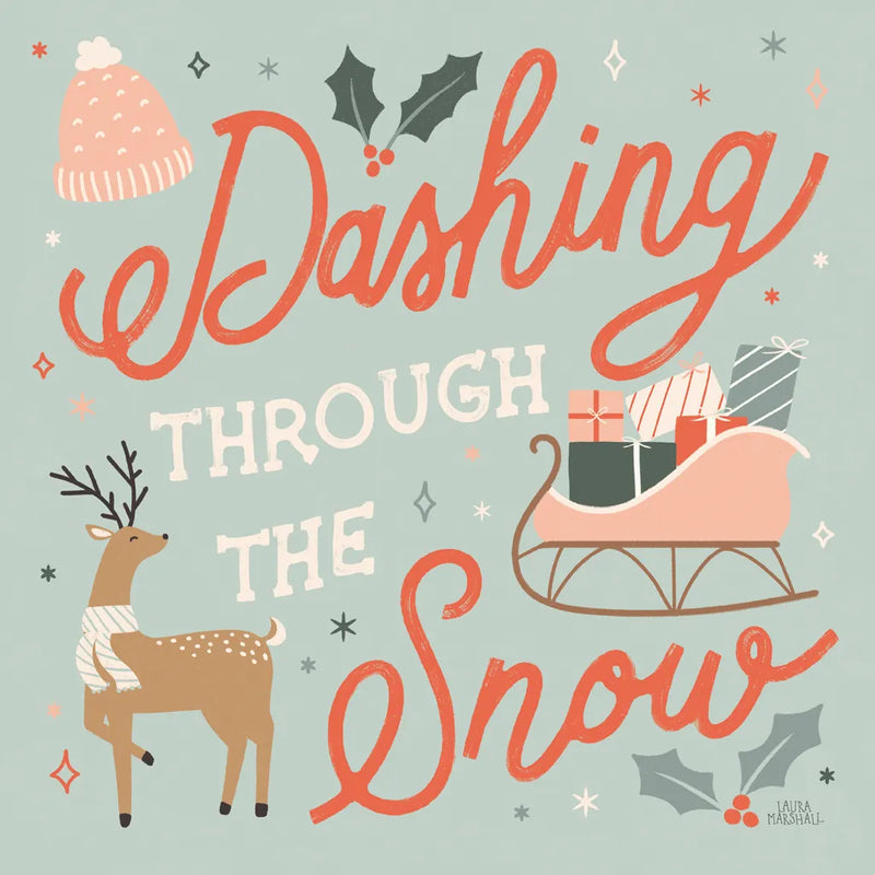 Reindeer Holiday IV by Laura Marshall. SKU 75374a. Archival Giclee Fine art print for wall decor.