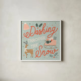 Reindeer Holiday IV by Laura Marshall. Shown in a crisp white glass frame for a clean and minimalist style. Available as an archival giclee rolled canvas, fine art paper, or poster print. SKU 75374a.