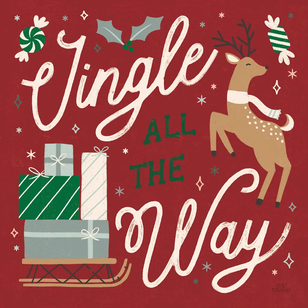 Reindeer Holiday V RG by Laura Marshall. SKU 75791a. Archival Giclee Fine art print for wall decor.