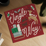 Reindeer Holiday V RG by Laura Marshall. Shown as a detailed flat fine art print, highlighting archival giclee quality. Available as an archival giclee rolled canvas, fine art paper, or poster print. SKU 75791a.