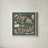 Reindeer Holiday VII by Laura Marshall. Shown in a crisp white glass frame for a clean and minimalist style. Available as an archival giclee rolled canvas, fine art paper, or poster print. SKU 75377a.