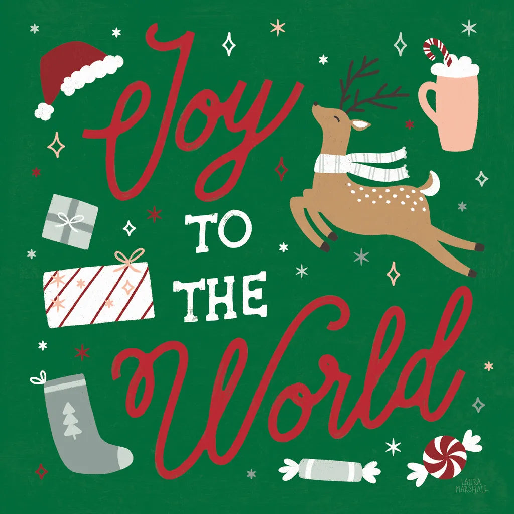 Reindeer Holiday VII RG by Laura Marshall. SKU 75793a. Archival Giclee Fine art print for wall decor.