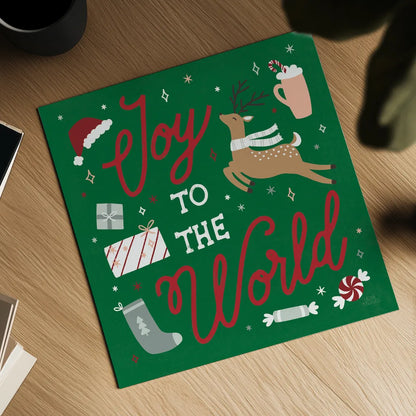 Reindeer Holiday VII RG by Laura Marshall. Shown as a detailed flat fine art print, highlighting archival giclee quality. Available as an archival giclee rolled canvas, fine art paper, or poster print. SKU 75793a.