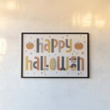 Retro Halloween I by Laura Marshall. shown as a paper print in a black flame. Available as a archival giclee rolled canvas, fine art paper, or poster print. SKU 59591i.