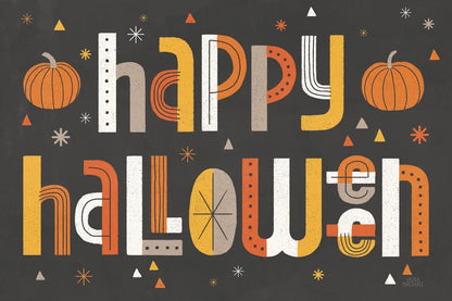 Retro Halloween I Black by Laura Marshall. SKU 59596i. Archival Giclee Fine art print for wall decor.