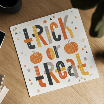 Retro Halloween II by Laura Marshall. Shown as a detailed flat fine art print, highlighting archival giclee quality. Available as an archival giclee rolled canvas, fine art paper, or poster print. SKU 59592a.