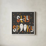 Retro Halloween III by Laura Marshall. Shown in a crisp white glass frame for a clean and minimalist style. Available as an archival giclee rolled canvas, fine art paper, or poster print. SKU 59593a.