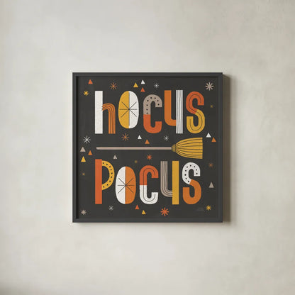 Retro Halloween IV by Laura Marshall. Shown in a sleek black glass frame for a contemporary gallery look. Available as an archival giclee rolled canvas, fine art paper, or poster print. SKU 59594a.