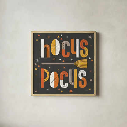 Retro Halloween IV by Laura Marshall. Shown in a natural wood glass frame for a timeless modern aesthetic. Available as an archival giclee rolled canvas, fine art paper, or poster print. SKU 59594a.