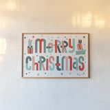 Retro Holiday I by Laura Marshall. shown as a paper print in a natural frame. Available as a archival giclee rolled canvas, fine art paper, or poster print. SKU 60426i.