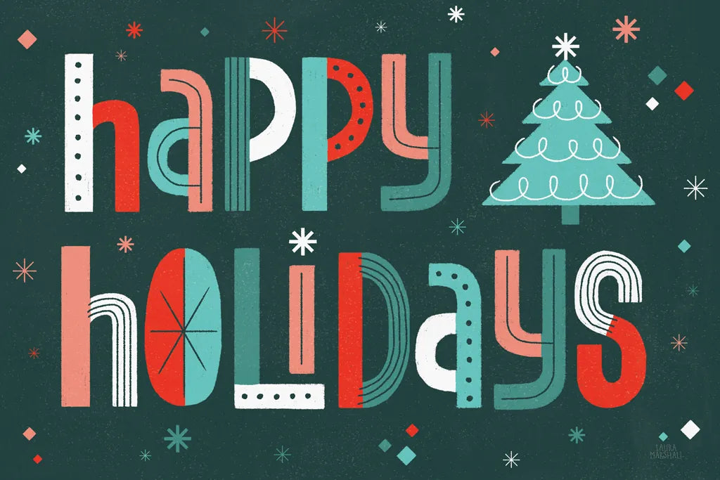 Retro Holiday II by Laura Marshall. SKU 60427i. Archival Giclee Fine art print for wall decor.