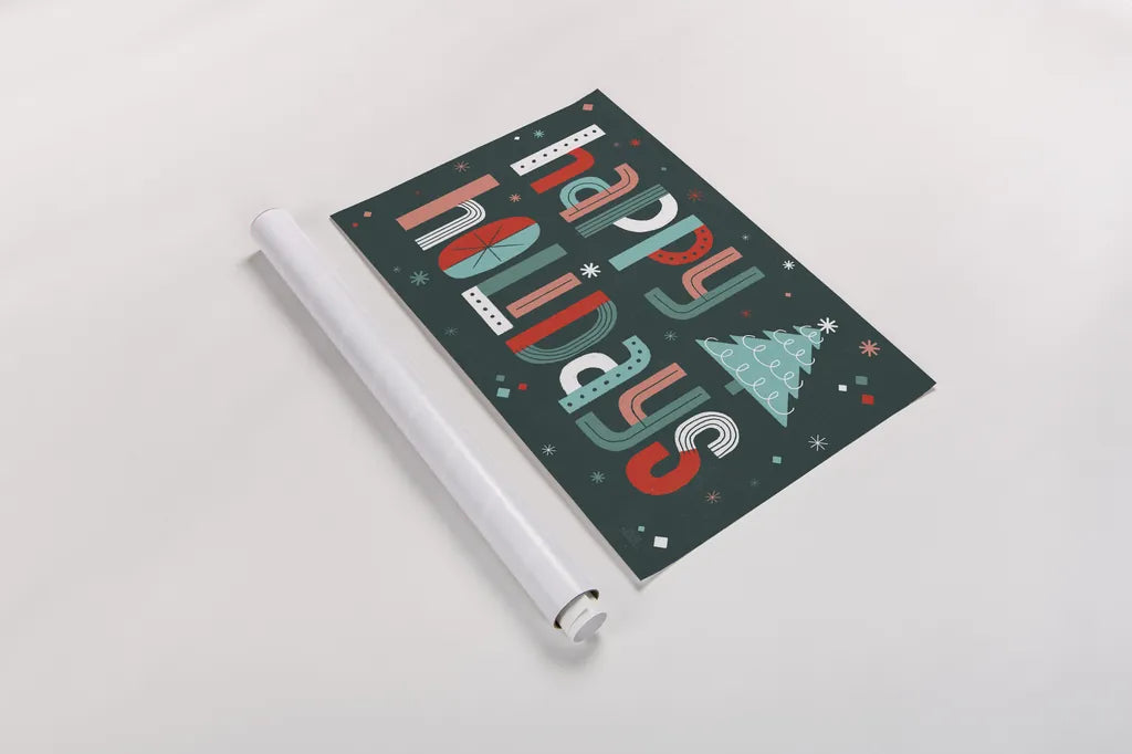 Retro Holiday II by Laura Marshall. shown as a rolled paper print. Available as archival giclee rolled canvas, fine art paper, or poster print. SKU 60427i.