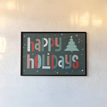 Retro Holiday II by Laura Marshall. shown as a paper print in a black flame. Available as a archival giclee rolled canvas, fine art paper, or poster print. SKU 60427i.
