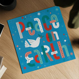 Retro Holiday III Blue by Laura Marshall. Shown as a detailed flat fine art print, highlighting archival giclee quality. Available as an archival giclee rolled canvas, fine art paper, or poster print. SKU 65282a.