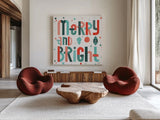 Retro Holiday IV by Laura Marshall. Shown as extra-large giant wall art in a modern living room. Available as an archival giclee rolled canvas, fine art paper, or poster print. SKU 60429a.