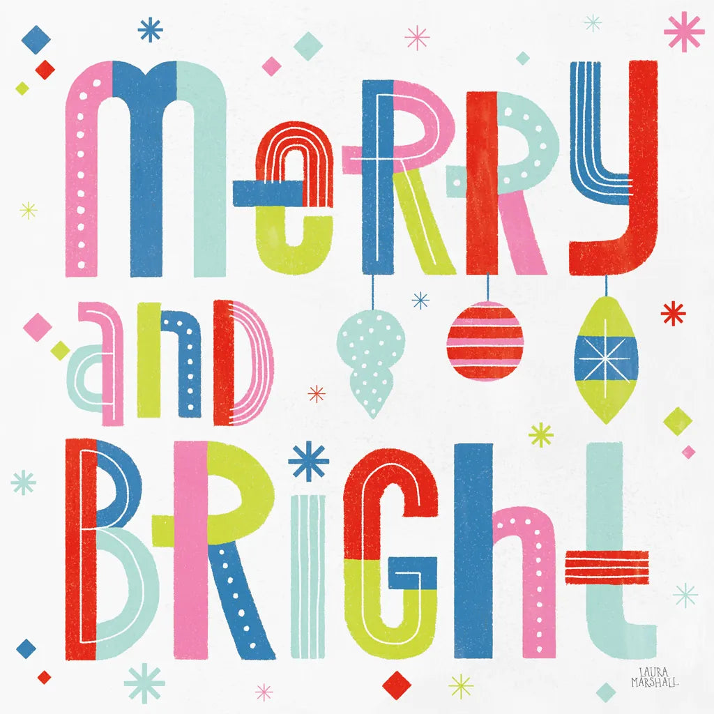 Retro Holiday IV Bright by Laura Marshall. SKU 65284a. Archival Giclee Fine art print for wall decor.