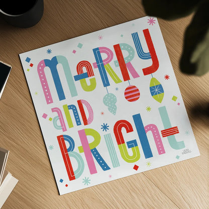 Retro Holiday IV Bright by Laura Marshall. Shown as a detailed flat fine art print, highlighting archival giclee quality. Available as an archival giclee rolled canvas, fine art paper, or poster print. SKU 65284a.