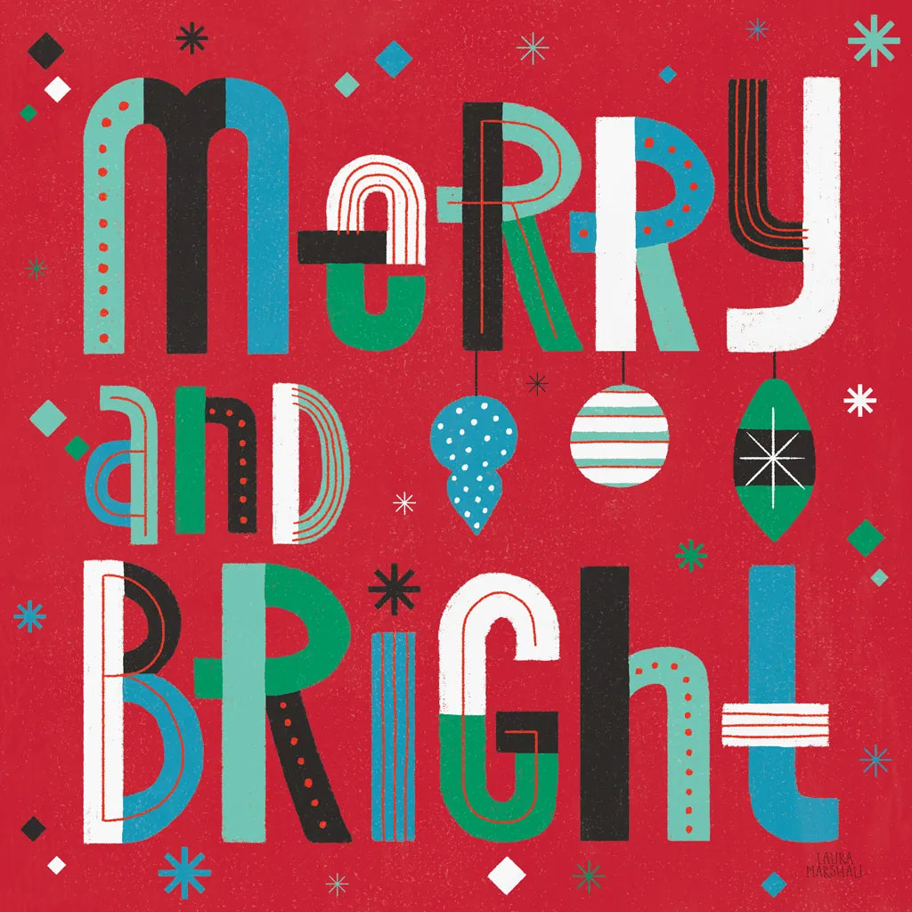 Retro Holiday IV Bright by Laura Marshall. SKU 67514a. Archival Giclee Fine art print for wall decor.