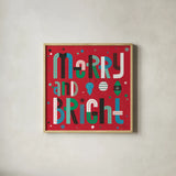 Retro Holiday IV Bright by Laura Marshall. Shown in a natural wood glass frame for a timeless modern aesthetic. Available as an archival giclee rolled canvas, fine art paper, or poster print. SKU 67514a.