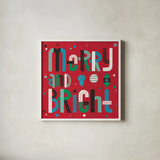 Retro Holiday IV Bright by Laura Marshall. Shown in a crisp white glass frame for a clean and minimalist style. Available as an archival giclee rolled canvas, fine art paper, or poster print. SKU 67514a.