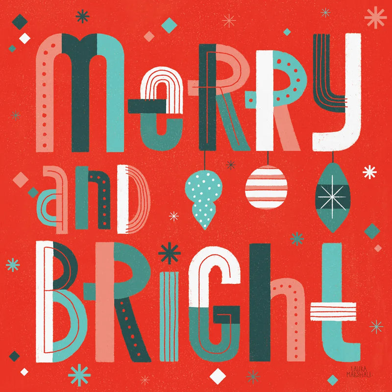 Retro Holiday IV Red by Laura Marshall. SKU 65874a. Archival Giclee Fine art print for wall decor.