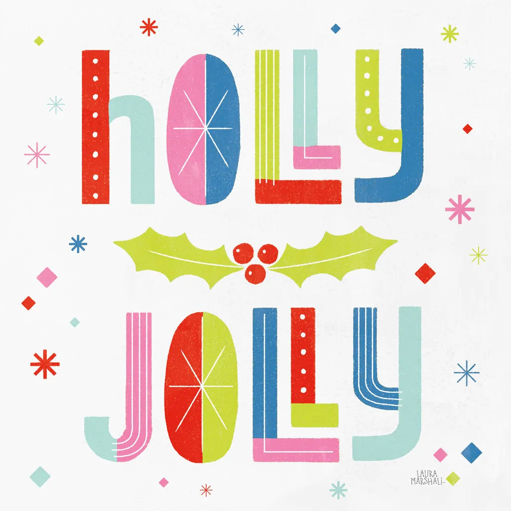 Retro Holiday V Bright by Laura Marshall. SKU 65285a. Archival Giclee Fine art print for wall decor.