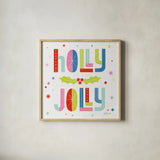 Retro Holiday V Bright by Laura Marshall. Shown in a natural wood glass frame for a timeless modern aesthetic. Available as an archival giclee rolled canvas, fine art paper, or poster print. SKU 65285a.