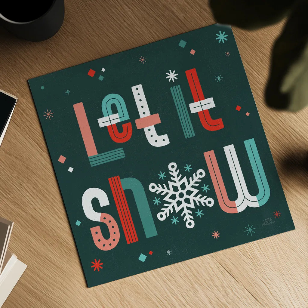 Retro Holiday VI by Laura Marshall. Shown as a detailed flat fine art print, highlighting archival giclee quality. Available as an archival giclee rolled canvas, fine art paper, or poster print. SKU 60431a.