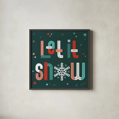 Retro Holiday VI by Laura Marshall. Shown in a sleek black glass frame for a contemporary gallery look. Available as an archival giclee rolled canvas, fine art paper, or poster print. SKU 60431a.