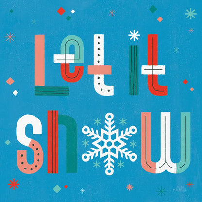 Retro Holiday VI Blue by Laura Marshall. SKU 65283a. Archival Giclee Fine art print for wall decor.