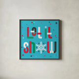 Retro Holiday VI Bright by Laura Marshall. Shown in a sleek black glass frame for a contemporary gallery look. Available as an archival giclee rolled canvas, fine art paper, or poster print. SKU 67515a.