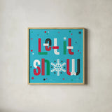 Retro Holiday VI Bright by Laura Marshall. Shown in a natural wood glass frame for a timeless modern aesthetic. Available as an archival giclee rolled canvas, fine art paper, or poster print. SKU 67515a.